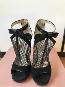 Jimmy Choo High Heel Sandaletten Netz Mesh Pumps Schleife Lackleder 40 - Bild 1 von 11