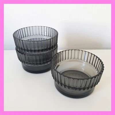 IKEA Gradvis Votive Подсвечник Короткий Набор Дымчато-серый Стекло Ребристый Штабелируемый - Изображение 1 из 4