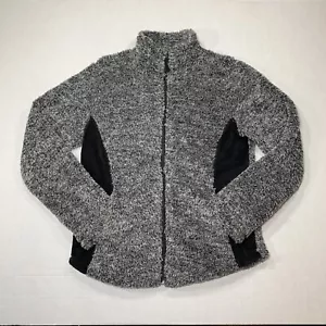 Jason Maxwell Full Zip Fleece Jacket Women’s Size Small Black & White Fuzzy - Picture 1 of 15