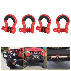 4pcs 3/4" D-Ring Shackles 4.75 Ton Isolators & Washer Kit Red for Jeeps ATV UTVs - Bild 1 von 13
