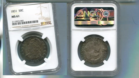 1831 CAPPED BUST HALF DOLLAR SILVER TYPE COIN NGC MS61 7372Q Cover