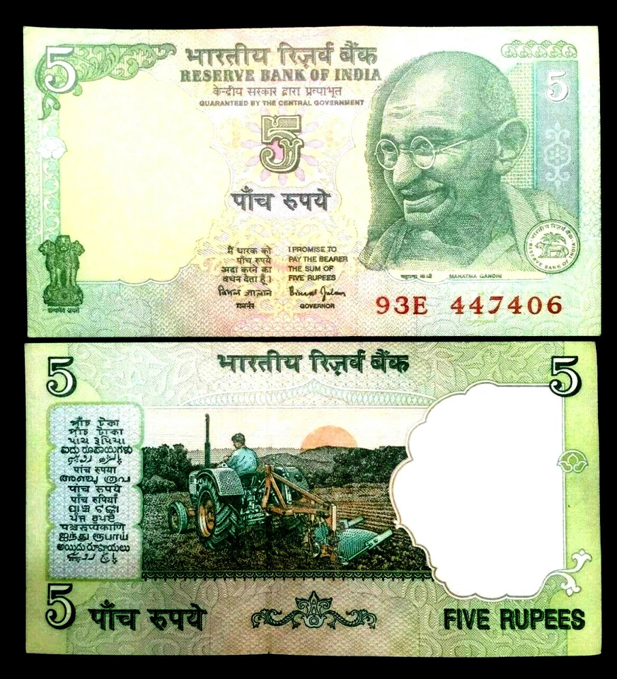 India 5 Rupias GANDHI Billete Mundo Papel Monedo UNC Moneda Billete Foto 1 de 1