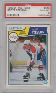 1983-84 O-Pee-Chee #376 Scott Stevens Rookie Capitals Graded PSA NM-MT 8 OPC - Picture 1 of 2