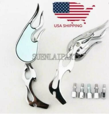 Хромированные пламенные зеркала заднего вида для Yamaha Raider Road Star XV 1600 1700 1900 - Изображение 1 из 4