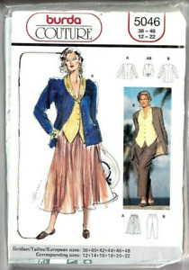 Burda Sewing Pattern 5046 Jacket Flared Skirt Trousers 12-22 Vintage Couture 80s