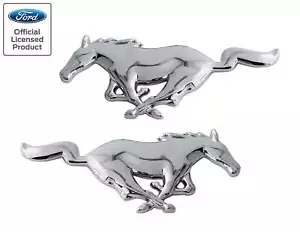 Par de emblemas de puerta maletero tablero maletero de tablero para caballo para correr Ford Mustang caballo de 4" cromado - Imagen 1 de 4