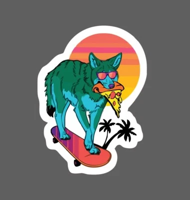 Coyote Skateboarding Sticker Pizza Waterproof - Image 1 of 3