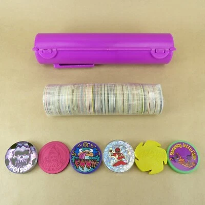 125 Pogs + 6 Slammers + Pog Case 1990s Retro Nostalgia! Pog Game Ready To Play - Image 1 of 4