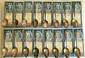 Vtg. Wm Rogers AMERICAN PRESIDENTS SILVER SPOON SET of 31 w/ Biography Brochures - Picture 1 of 9