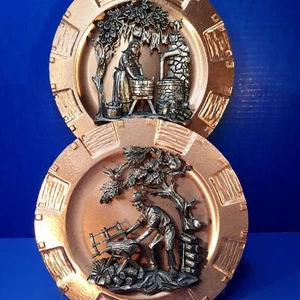 3D Metall Skulptur Wanddeko Kupfer 2er Set Gehöft Pionier Farmlife Germany - Bild 1 von 10