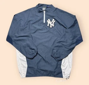 New York Yankees Majestic Authentic Windbreaker Jacket Men’s 2XLT Blue MLB - Picture 1 of 5