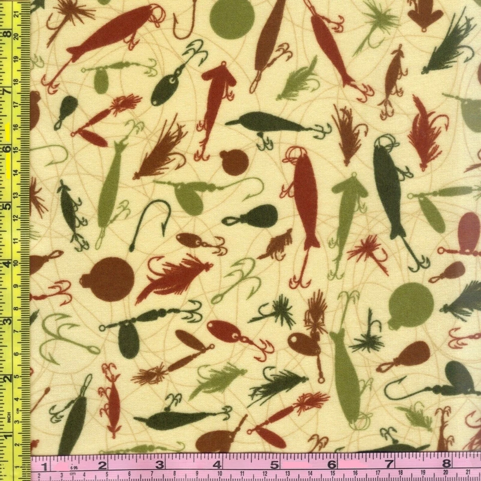 Pescador Deporte Camuflaje Gancho de Pescador FLANELA Señuelo Aparejo Tela de Algodón Crema 1/4 yarda Foto 1 de 1