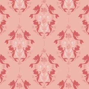 Disney The Little Mermaid Damask Coral 100% Cotton Fabric by The Yard - Picture 1 of 2