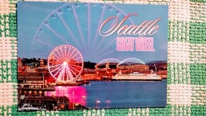BEAUTIFUL POST CARD GLOWING SEATTLE GREAT WHEEL SEATTLE WASHINGTON - Picture 1 of 11