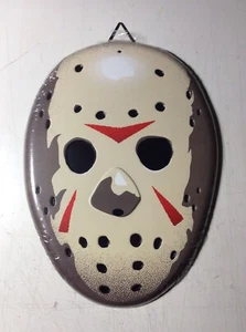 Friday The 13th Jason Voorhees Embossed Tin Metal Hockey Mask Sign Crystal Lake - Picture 1 of 2