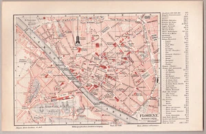 Florenz, Firenze, Italien, Italia - alter Stadtplan - Lithographie um 1895 - Bild 1 von 2