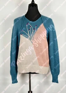 🌿 Vintage Designer Pullover Marc Cain blau rosa Creme zeitlos Strick N4 🌿 - Bild 1 von 8