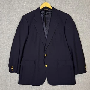 Brooks Brothers Blazer Wool Gold 2 Button Navy Blue Sport Coat Mens 46 Long - Picture 1 of 15