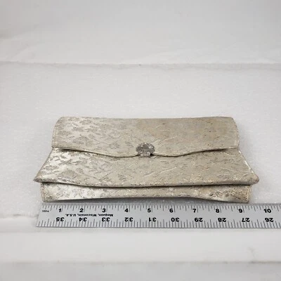 VTG PEGI/PEQI PARIS Clutch Brocade Pastel Floral Metal Closure Int/Ext Stains - Image 1 of 4