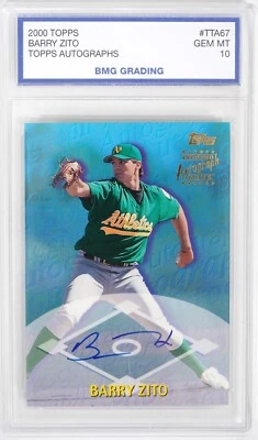 2000 Topps Barry Zito Rookie Card Autograph Graded 10 Gem Mint Baseball Card - Image 1 of 3
