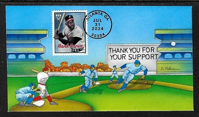 5908 Forever Stamp (2024) THE GREAT HANK AARON FDC HD/HP FROM DAVID PETERMAN - Image 1 of 2