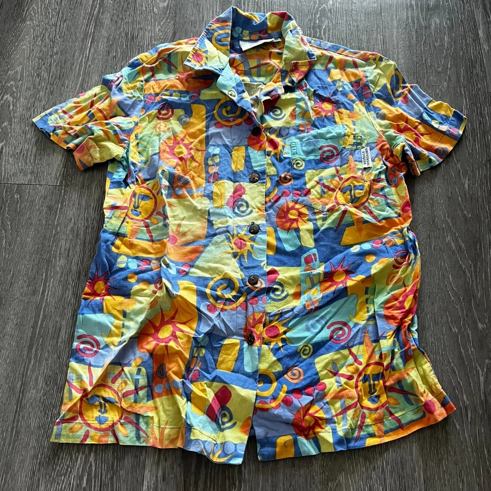 Camisa Tropical Vintage Universal Studios Hollywood Manga Corta Botón Pequeña Foto 1 de 3