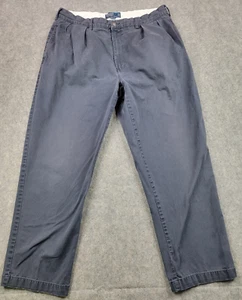 Pantalón chino plisado Polo Ralph Lauren Andrew para hombre 36x29 azul gris 100 % algodón - Imagen 1 de 17