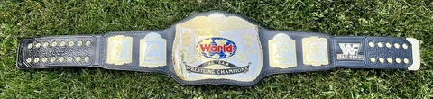 WWF LOGO DUALPLATED WWE OFFICIALLY LICENSED TAG TEAM RELEATHERED WRESTLING  BELT Cover