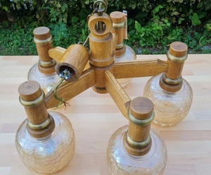 Kronleuchter Eiche Echtholz 5 Flammig Rustikal Wohnzimmer Lampe - Bild 1 von 4