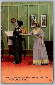 Postcard Comic, "Well, What Do You Think Of The New Cook, Fred ? " 1913 - Picture 1 of 2
