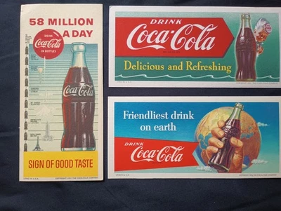 LOT OF 3 VTG LITHO Drink Coca Cola INK BLOTTERS 1951/56/57 SIGN OF GOOD TASTE - Image 1 of 4