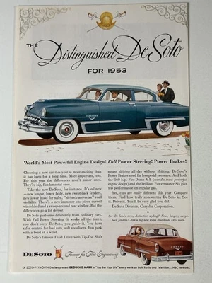 Dodge DeSoto 1953 sedán de 2 puertas anuncio impreso diseño de motor más potente del mundo Foto 1 de 2