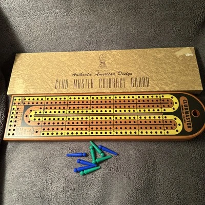 Vintage Drueke Mdl No. 1957 Club Master Cribbage Board Large Peg Holes - 8 pegs - Image 1 of 4