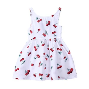Mädchen Sommer Kleid Mädchen A Linie Kleid O Ansatz Kurz Arm Druck B5497 - Bild 1 von 13