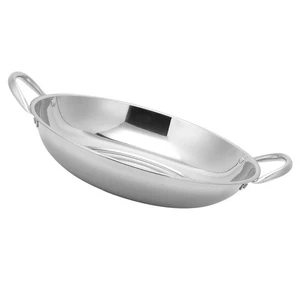 Flachboden Trockentopf Hotpot Wok Doppelgriff Edelstahl Kochgeschirr - Bild 1 von 12