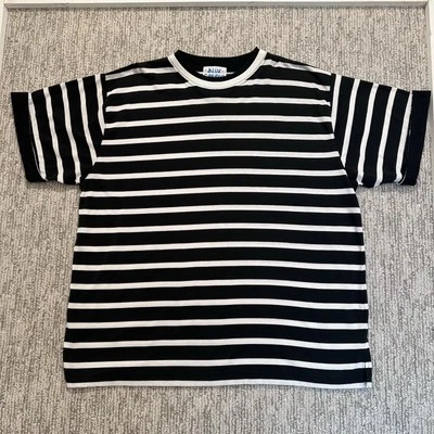 Vintage Azul Cabana 22W 3X Negro Blanco Rayas Mujer’s Manga Corta Foto 1 de 4