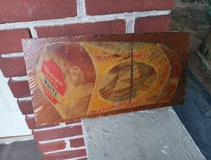 VINTAGE MARHOEFER'S BREAD WOODEN SIGN WOOD ADVERTISING GROCERY STORE - Picture 1 of 8