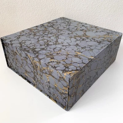 Large Luxury Marbled Box Magnetic Closure 12.75”x 11.5”x 4.5” Corner Tears - Image 1 of 4