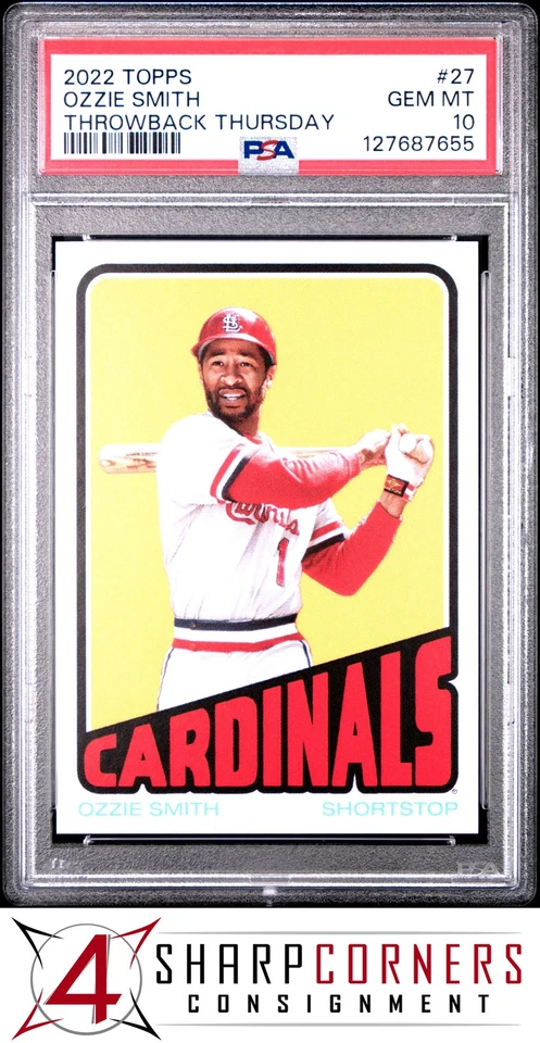 2022 TOPPS THROWBACK THURSDAY #27 OZZIE SMITH HOF POP 3 PSA 10 - Image 1 of 3