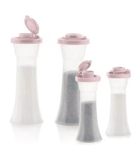 Juego de coctelera Tupperware grande y pequeño reloj de arena condimento sal pimienta - Imagen 1 de 2