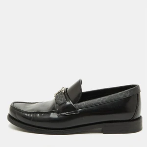Louis Vuitton Black Leather and Monogram Canvas Major Loafers Size 39 - Picture 1 of 9