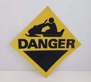 Snowmobile Danger Ditch Sign 9" x 9" Flexible Hard PVC Plastic - New Old Stock - Picture 1 of 3