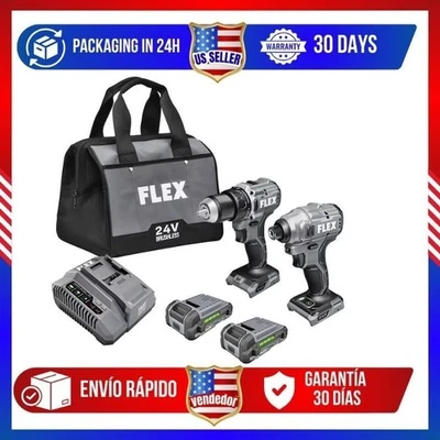 Flex FXM205-2A 24V Compact Drill Driver and Compact Impact Driver 4-Combo Kit nw - Image 1 of 4