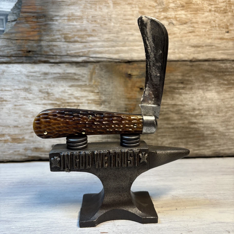 FACA VINTAGE 1917-1946 SCHRADE WALDEN NY EUA INCRÍVEL OSSO VERDE FALCÃO  - Imagem 1 de 4