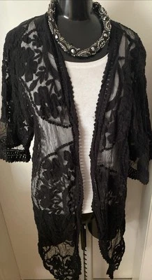 American Flirt Bade, Strand Mantel Schwarz Chiffon Spitze Gr M, 40, 42 🌷 - Bild 1 von 4