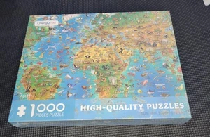 World Map Animals Art Jigsaw Puzzle – CHenggQiSM – 1000 Pieces – NEW & SEALED - Picture 1 of 4