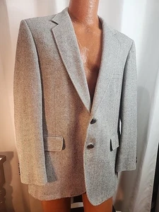 Vintage Beallcrest by Beall’s Blazer 42R grau Fischgrät Wolle Tweed Sport Mantel - Bild 1 von 9