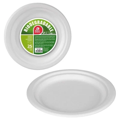 Service de vaisselle Best Products Green Canne à sucre Ø 17 cm Blanc Biodégra - Photo 1/2