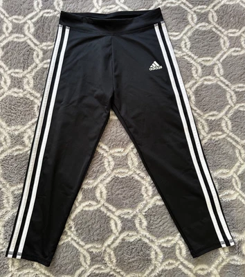 Adidas Girl's Black Leggings Active Wear Legging Pants Size M 10-12 - Image 1 of 4