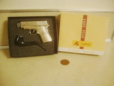 FENG SHUN Lighter & Pipe Set Pistol Shape Butane/Gas Novelty Smoking w Box! - Image 1 of 4